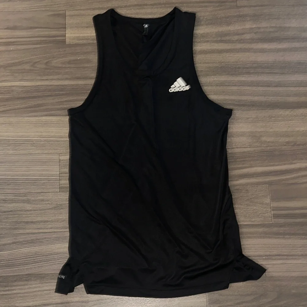 adidas Black Performance Tank with White Logo